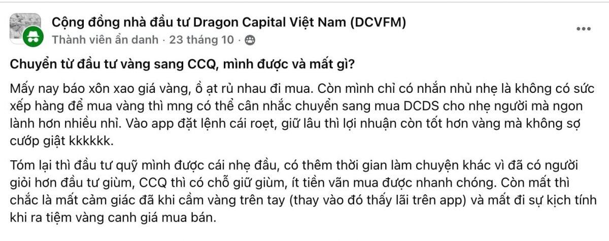 Nhà đầu tư "tạm biệt" vàng, tìm cơ hội ở quỹ đầu tư