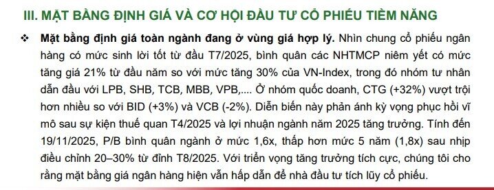 Agriseco gọi tên loạt cổ phiếu ngân hàng tiềm năng cho năm 2026