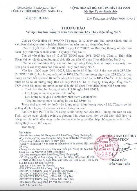 Công ty thủy điện lên tiếng về việc chính quyền xã “không nhận được thông báo chính thức xả lũ”
