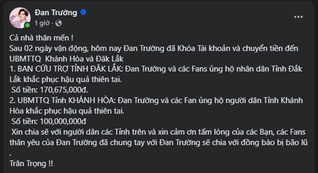 Đan Trường phản hồi lùm xùm từ thiện, tiết lộ số tiền khiến cư dân mạng ‘ngỡ ngàng’