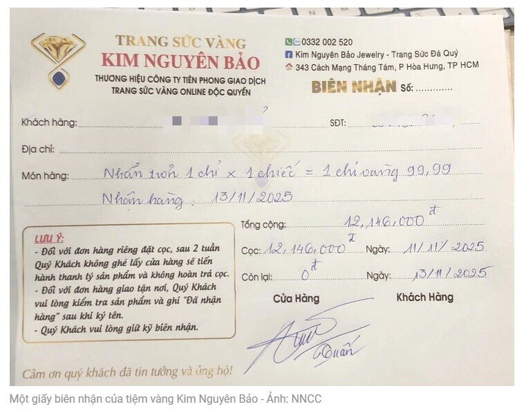 Khách tố tiệm vàng Kim Nguyên Bảo chiếm đoạt hơn 1 tỉ đồng, công an TP.HCM vào cuộc