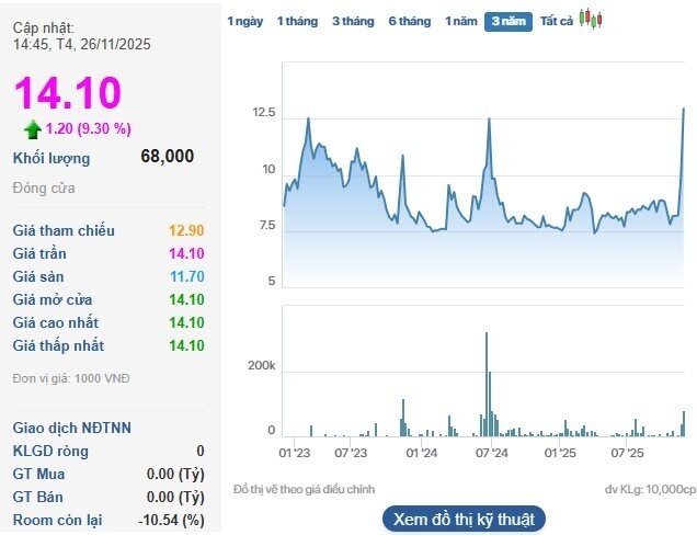 Một cổ phiếu tăng dựng đứng, "trần cứng" 6 phiên liên tiếp, chuyện gì đang diễn ra?