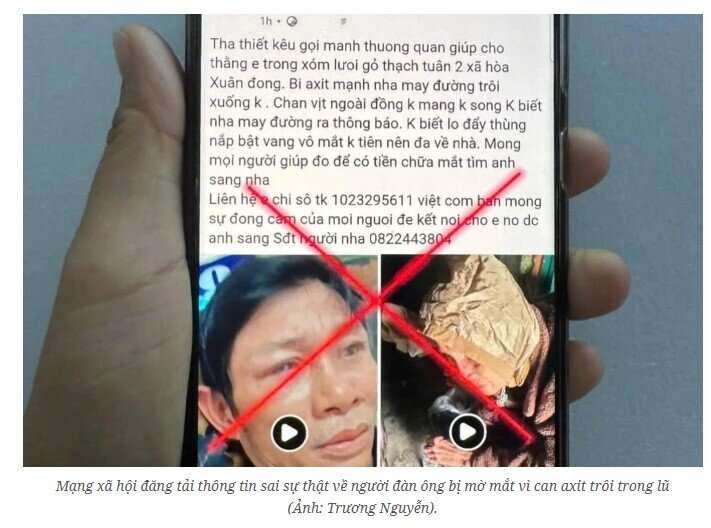 Người đàn ông bị mờ mắt do can axit sunfuric trôi trong lũ?