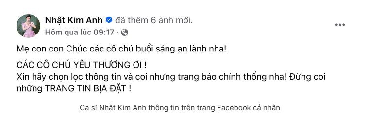 Facebook tick xanh Nhật Kim Anh đáp trả cộng đồng mạng