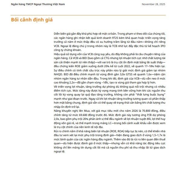 Một cổ phiếu Big 4 bất ngờ được định giá lại, tiềm năng tăng hơn 23%