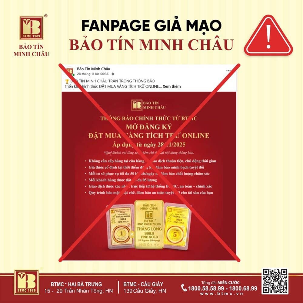 Bảo Tín Minh Châu phát cảnh báo khẩn