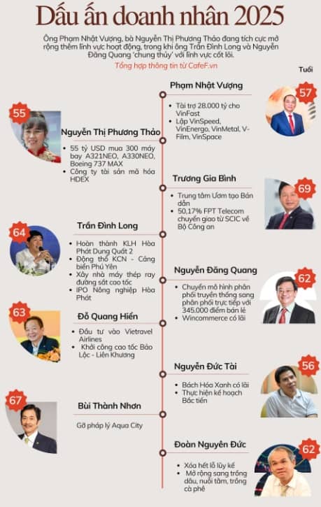 Dấu ấn doanh nhân 2025: VinFast “không kế hoạch B”, Hòa Phát tung “quả đấm thép”, MWG, Novaland, HAGL bứt phá