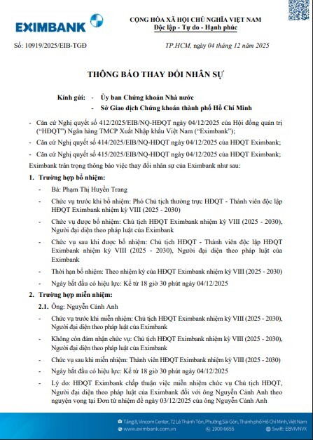 Ghế 'nóng' Eximbank đổi chủ
