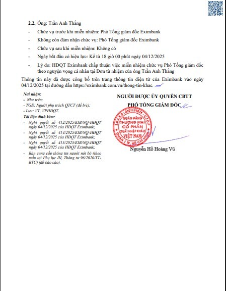 Ghế 'nóng' Eximbank đổi chủ