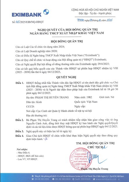 Ghế 'nóng' Eximbank đổi chủ