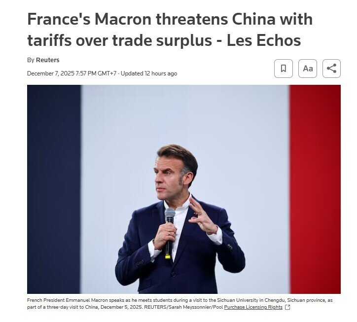 Ông Macron dọa đánh thuế quan kiểu Mỹ khi thăm Trung Quốc