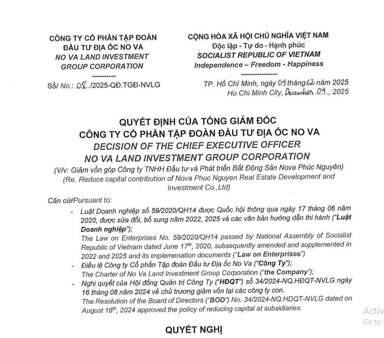 Novaland bất ngờ giảm 500 tỷ đồng vốn góp tại công ty con là chủ đầu tư dự án đình đám 39-39B Bến Vân Đồn