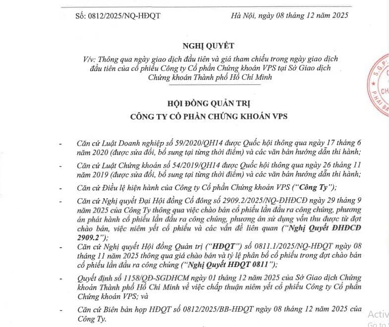 “Bom tấn” VPS chốt ngày đưa mã VCK lên sàn chứng khoán