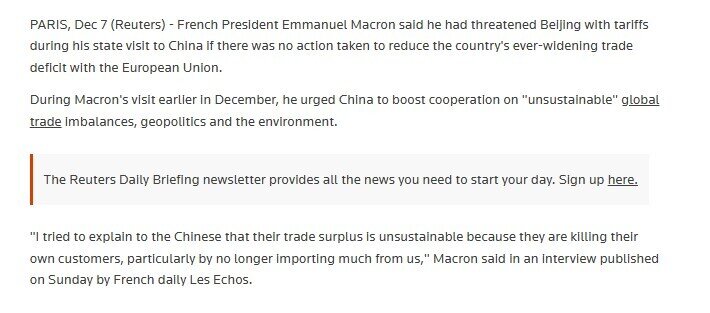 Ông Macron dọa đánh thuế quan kiểu Mỹ khi thăm Trung Quốc