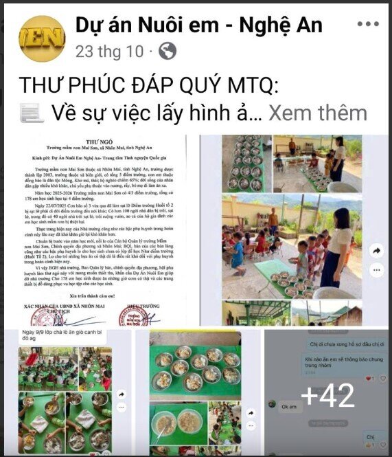 Dự án thiện nguyện “Nuôi em Nghệ An”: Năm học 2025-2026, trường chưa nhận được kinh phí