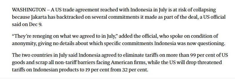 Thỏa thuận thương mại giữa Mỹ và nền kinh tế lớn nhất ĐNA có nguy cơ 'sụp đổ', chuyện gì đã xảy ra?