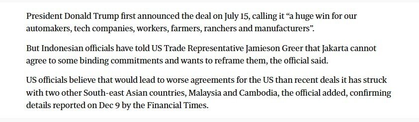 Thỏa thuận thương mại giữa Mỹ và nền kinh tế lớn nhất ĐNA có nguy cơ 'sụp đổ', chuyện gì đã xảy ra?