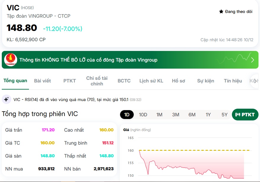 Một cú rớt của VIC – cả thị trường “đổ máu”