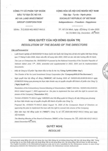 Novaland vay 2.500 tỷ đồng, cho phép chuyển đổi sang cổ phiếu