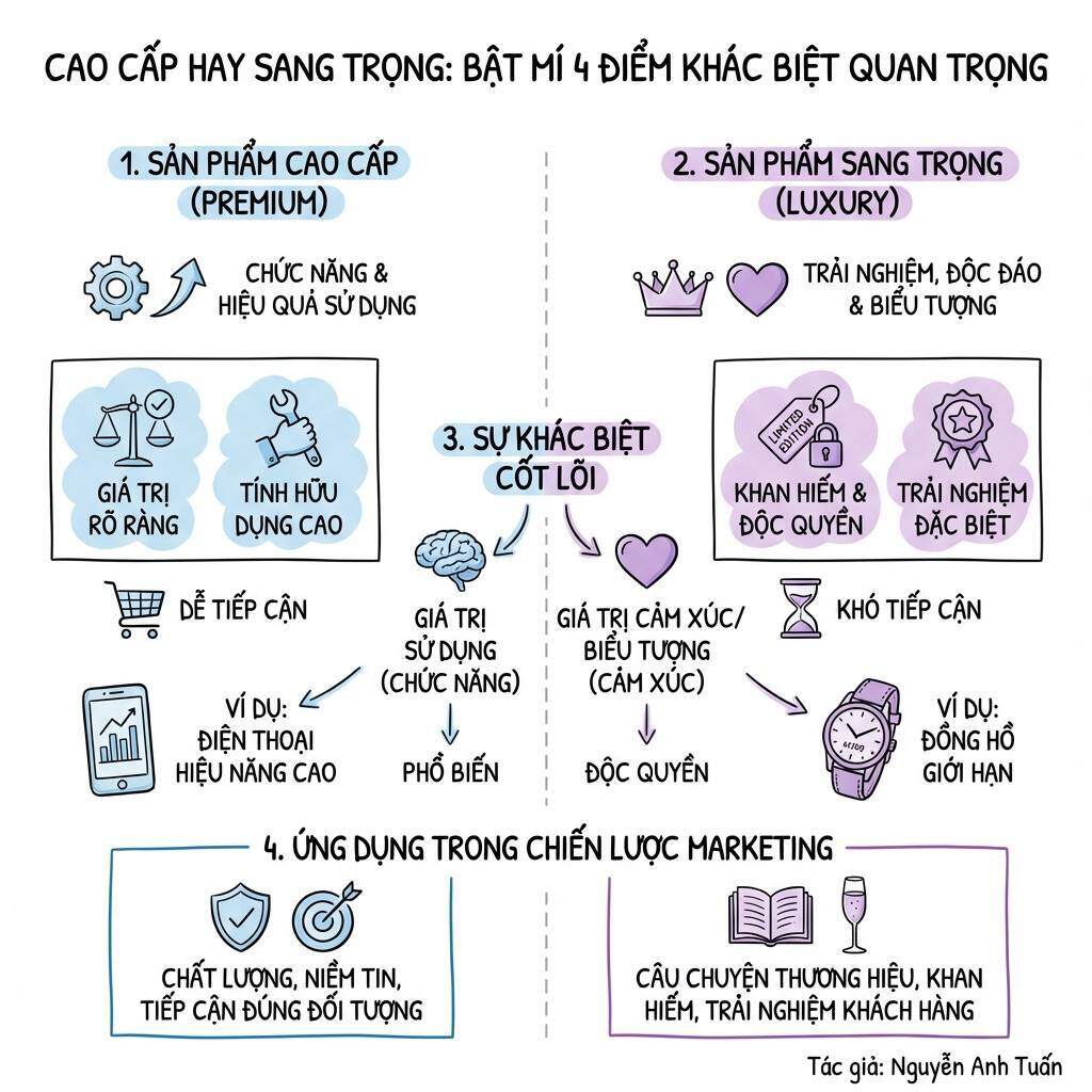 Sự khác biệt giữa sản phẩm cao cấp và sản phẩm sang trọng