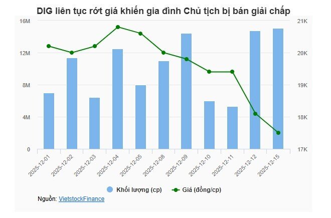 Thị giá DIG "bốc hơi" 16% chỉ trong ít ngày, gia đình Chủ tịch lập tức bị bán giải chấp