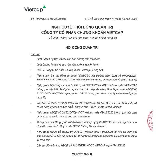 61 NĐT chi hơn 3.950 tỷ đồng mua 127,5 triệu cổ phiếu VCI