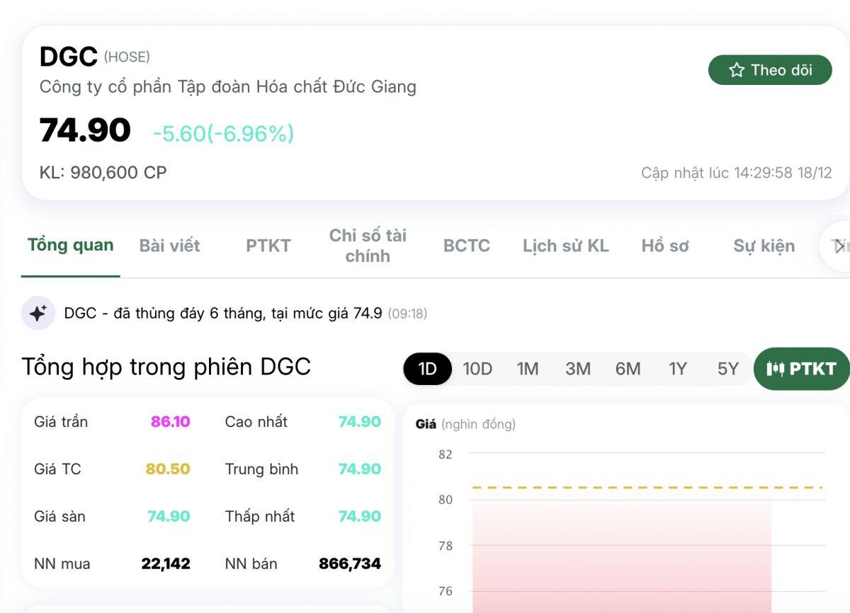 Ông Đào Hữu Huyền nói gì khi cổ phiếu Hóa chất Đức Giang (DGC) liên tiếp giảm sàn?