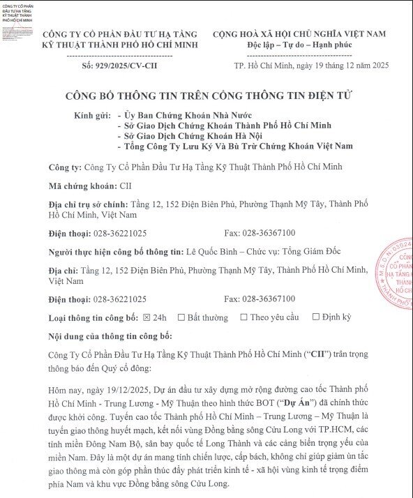 CII hoãn chia cổ tức bằng tiền mặt cho cổ đông?