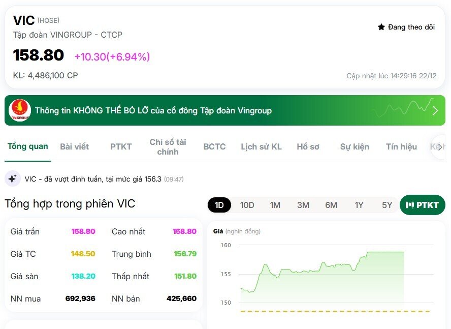Cổ phiếu Vin lập kỷ lục mới, vốn hóa gấp 2,5 lần Vietcombank