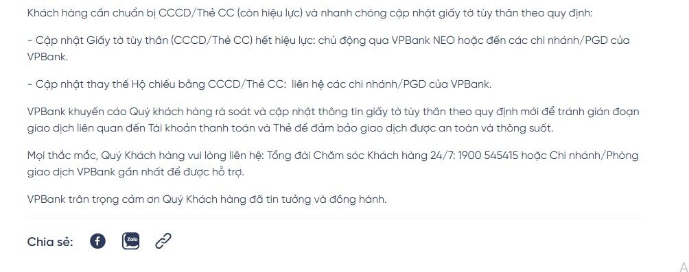 VPBank (VPB) phát thông báo khẩn đến khách hàng cả nước