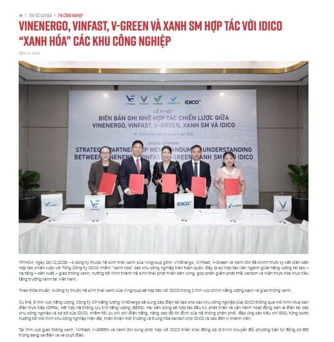 Cú bắt tay Vingroup – IDICO và bước tiến mới của cơ chế mua bán điện trực tiếp