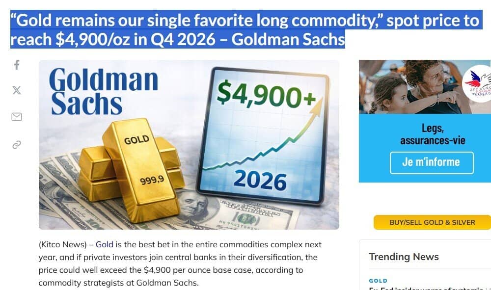 Giá vàng có thể chạm mốc 4.900 USD/ounce vào năm 2026