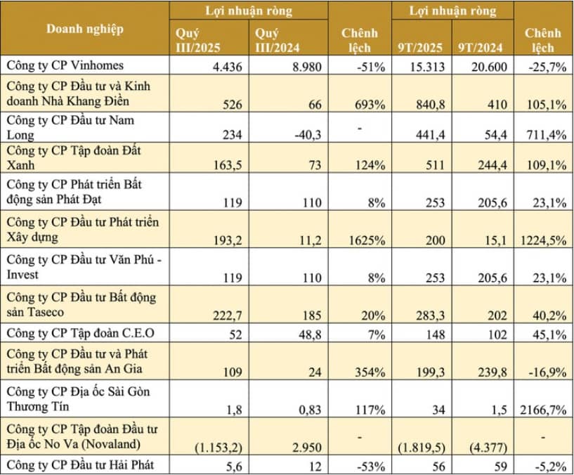 Vì sao cổ phiếu BĐS lớn năm 2025 vẫn thua VN-Index?