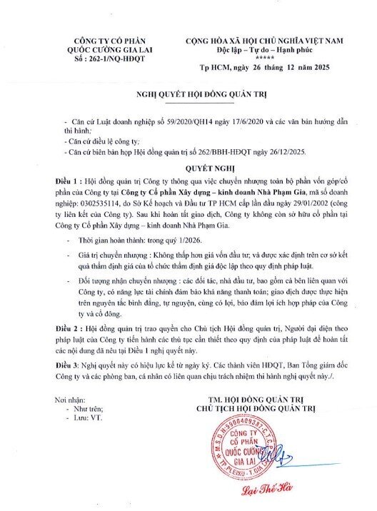 Quốc Cường Gia Lai 'chốt' thoái vốn tại hai công ty, dồn tiền trả món nợ 2.800 tỷ với bà Trương Mỹ Lan