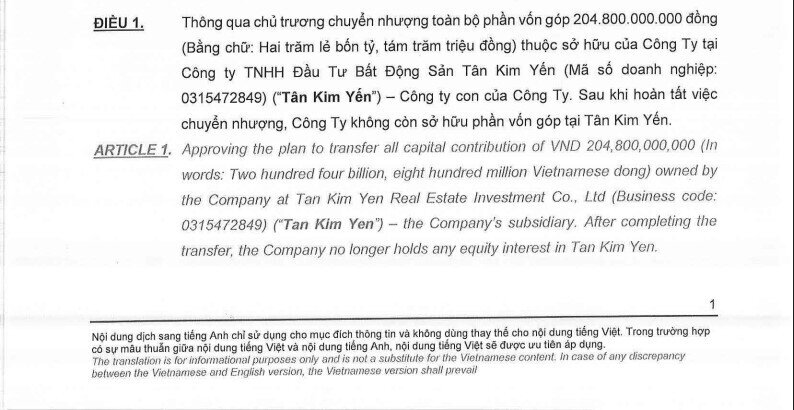 Novaland muốn thoái toàn bộ vốn tại một công ty con