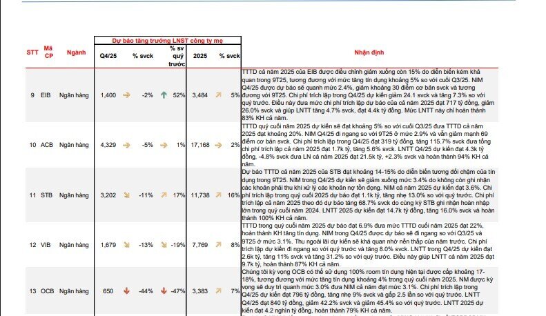 TCB, HDB, VPB, TPB dẫn dắt tăng trưởng lợi nhuận quý IV