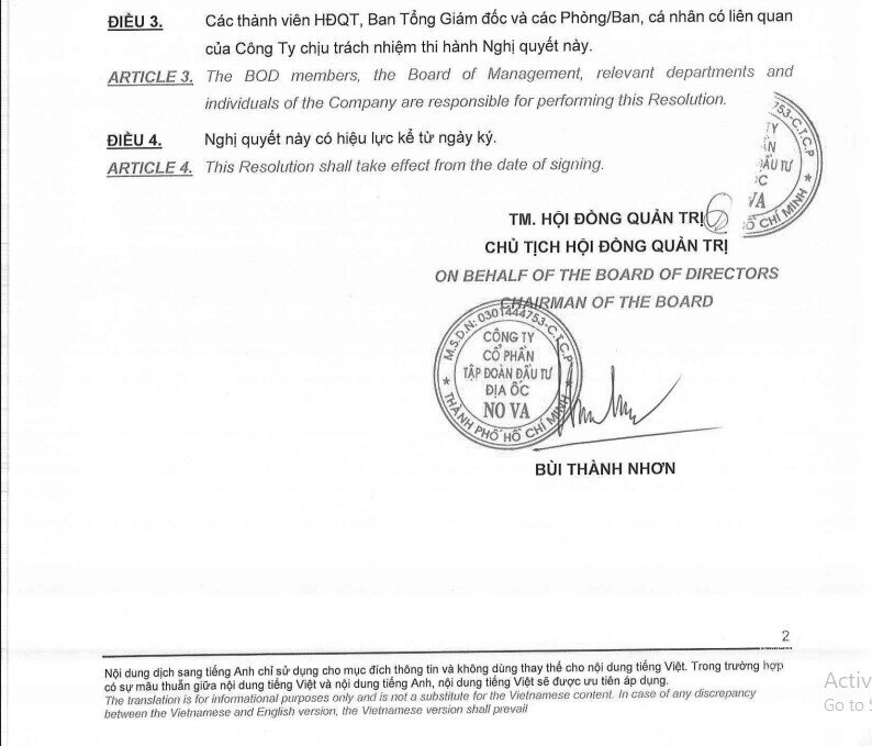 Novaland muốn thoái toàn bộ vốn tại một công ty con