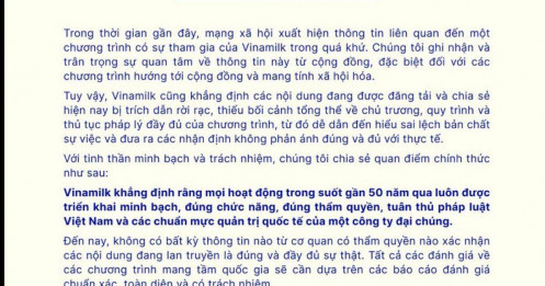 Vinamilk (VNM) thông báo khẩn đến toàn bộ khách hàng