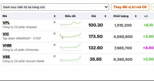 Cổ phiếu 'họ Vin' lại tím