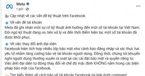 Meta chính thức lên tiếng về sự cố Facebook tại Việt Nam