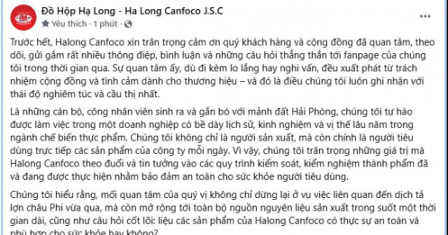 Đồ hộp Hạ Long tuyên bố “tiêu diệt virus tả lợn châu Phi”, 15 phút sau lặng lẽ xóa