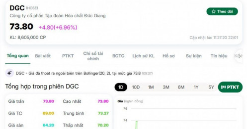 Thoát “án” rời VN30, cổ phiếu DGC bật tăng trần 2 phiên liên tiếp