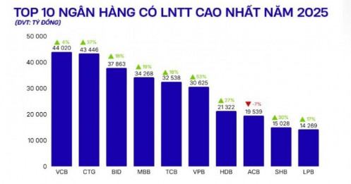 10 ngân hàng báo lãi lớn nhất năm 2025