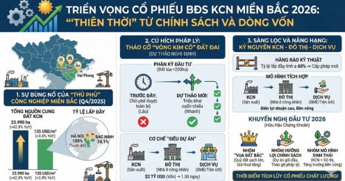 Triển vọng cổ phiếu BĐS khu công nghiệp 2026: "Thiên thời" từ chính sách và dòng vốn
