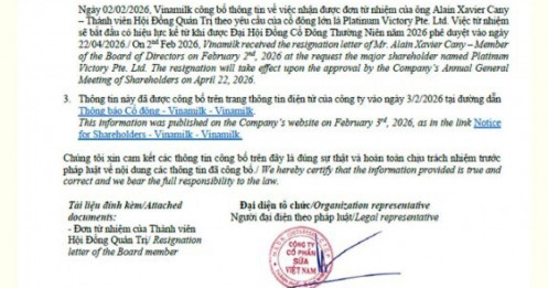 Đại diện Platinum Victory Pte xin rút khỏi HĐQT Vinamilk