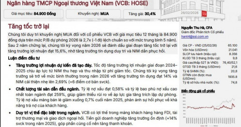 Điều gì khiến cổ phiếu VCB được dự báo tăng tới 30,4%?
