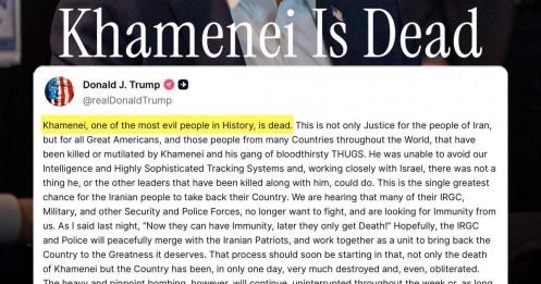 Ông Trump tuyên bố Lãnh tụ Tối cao Iran đã bị hạ sát