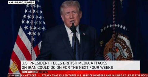 Tổng thống Donald Trump: Xung đột với Iran có thể kéo dài 4 tuần
