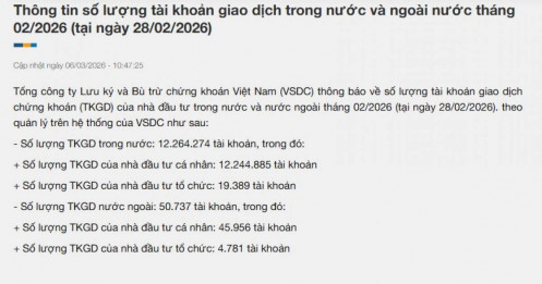 TTCK đón gần 200.000 tài khoản mới trong tháng 2