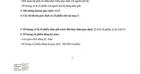 TGĐ Haxaco ‘gom’ thành công 500.000 cổ phiếu HAX